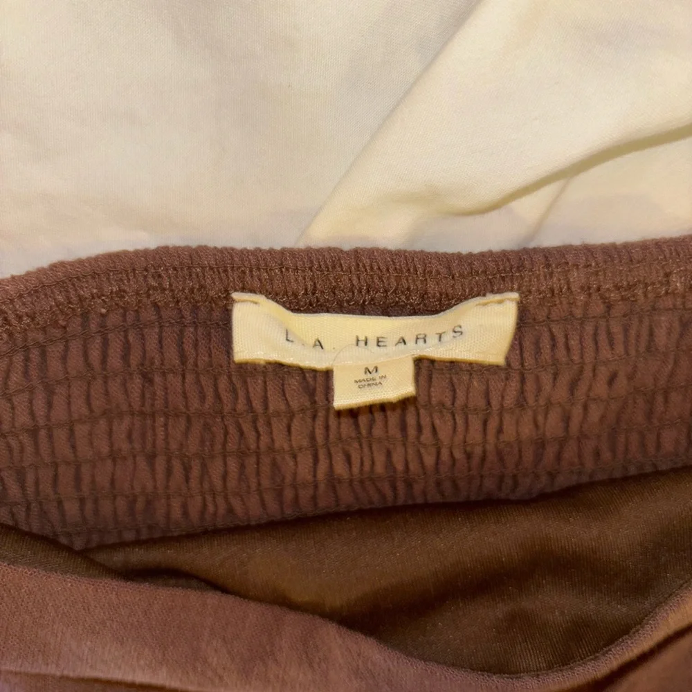 La Hearts Brown Puff Sleeve Bustier Blouse - Picture 2 of 3